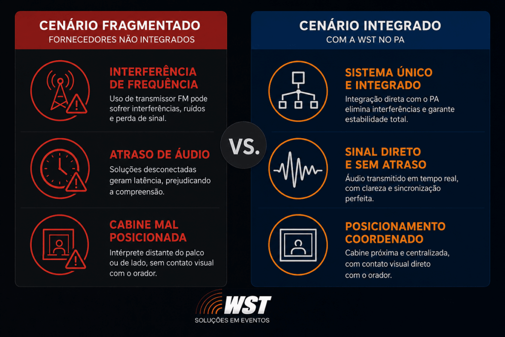 comparativo fornecedor fragmentado integrado wst Comparativo entre tradução simultânea fragmentada e integrada ao PA pela WST